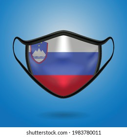 Realistic Protective Medical Mask with National Flag of Slovenia. Health care and medical concept With the flag. Vector illustration.