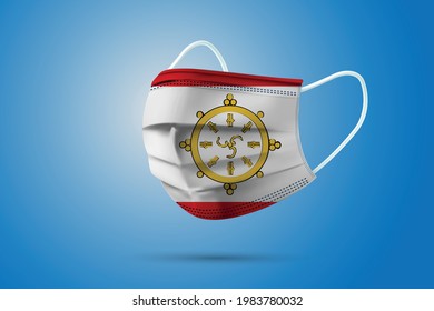 Realistic Protective Medical Mask with National Flag of Sikkim. Health care and medical concept With the flag. Vector illustration.