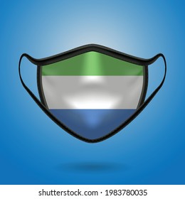 Realistic Protective Medical Mask with National Flag of Sierra Leone. Health care and medical concept With the flag. Vector illustration.
