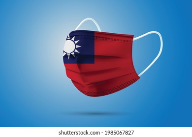 Realistic Protective Medical Mask with National Flag of Taiwan. Health care and medical concept With the flag. Vector illustration.