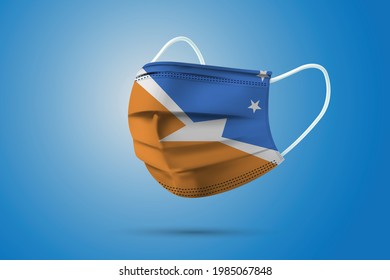 Realistic Protective Medical Mask with National Flag of Tierra de Fuego. Health care and medical concept With the flag. Vector illustration.