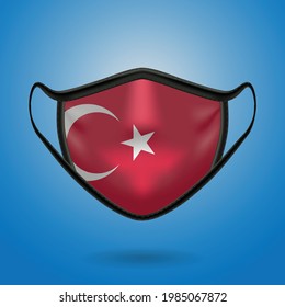 Realistic Protective Medical Mask with National Flag of Turkey. Health care and medical concept With the flag. Vector illustration.
