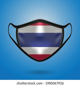 Realistic Protective Medical Mask with National Flag of Thailand. Health care and medical concept With the flag. Vector illustration.