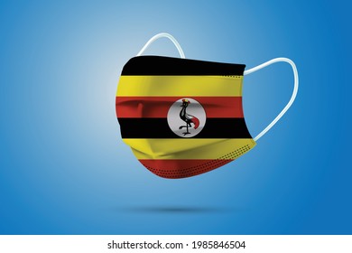 Realistic Protective Medical Mask with National Flag of Uganda. Health care and medical concept With the flag. Vector illustration.