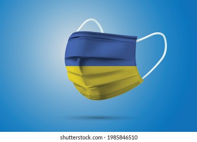 Realistic Protective Medical Mask with National Flag of Ukraine. Health care and medical concept With the flag. Vector illustration.