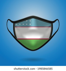 Realistic Protective Medical Mask with National Flag of Uzbekistan. Health care and medical concept With the flag. Vector illustration.