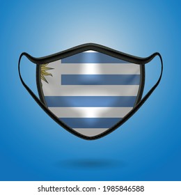 Realistic Protective Medical Mask with National Flag of Uruguay. Health care and medical concept With the flag. Vector illustration.