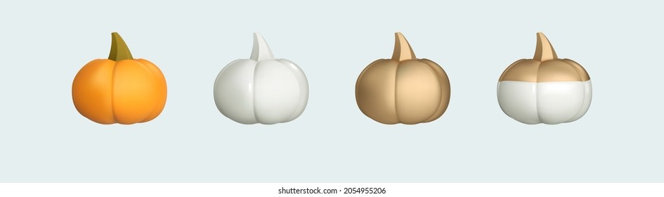 Realistic pumpkin 3d design elements