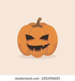 Realistic Pumpkin on white background. The main symbol of the Happy Halloween holiday. Orange pumpkin design for the holiday Halloween. Vector illustration.