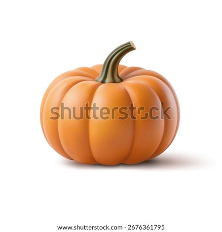 Realistic pumpkin vector on a white background, for autumn, Halloween, and harvest-themed designs. Detailed illustration suitable for seasonal decorations, invitations, and festive projects.