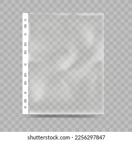 Realistic Punched pocket.Sheet protector A4.Empty Plastic Bag for paper .Plastic Bag for Business.