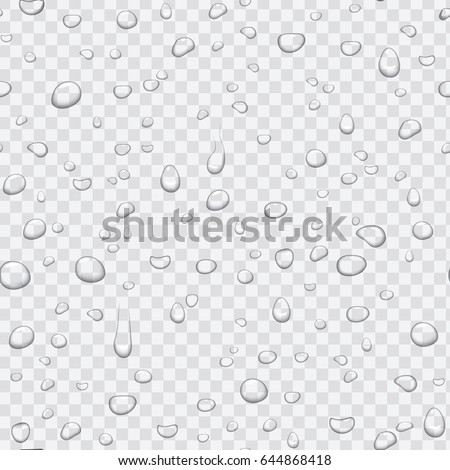 Realistic pure clear water drops set isolated on the transperant alpha background. Vector illustration.