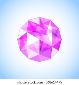 Realistic purple amethyst shaped. Purple Gem vector illustration.