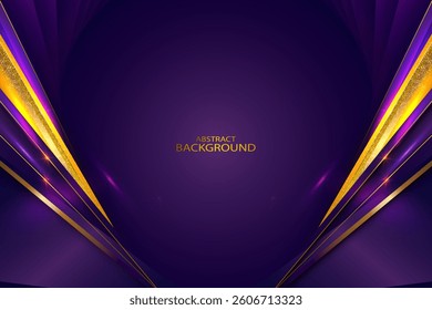 Realistic Purple Background With Light Metalic Gold Shapest. Vector illustration