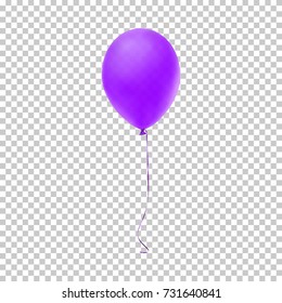 Realistic purple balloon isolated on transparent background. Vector illustration.