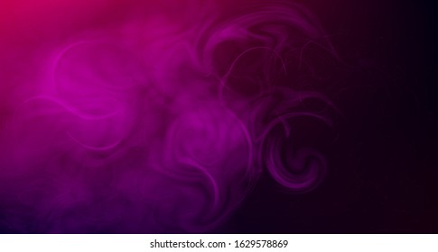 Realistic purple fog. Copy space. Colored fog. Hookah smoke. Neon color. Vector stock illustration. Purple bursts of light. Blurry shadows and rays of light. Mystic spectacular colored smoke. Abstract