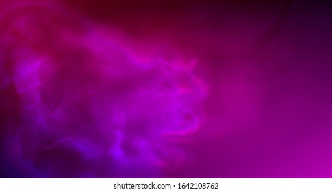 Realistic purple fog. Copy space. Colored fog. Hookah smoke. Neon color. Vector stock illustration. Purple bursts of light. Blurry shadows and rays of light. Mystic spectacular colored smoke. Abstract