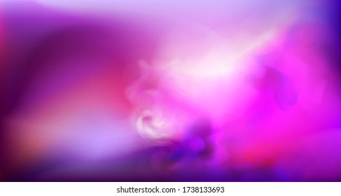 Realistic purple fog. Copy space. Colored fog.Occult smoke. Neon color. Vector stock illustration. Purple bursts of light. Blurry shadows and rays of light. Mystic spectacular colored smoke. Abstract 