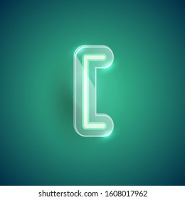 Realistic purple neon bracket with plastic case, vector illustration