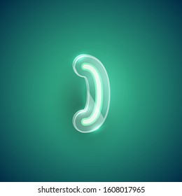 Realistic purple neon bracket with plastic case, vector illustration