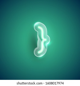 Realistic purple neon bracket with plastic case, vector illustration