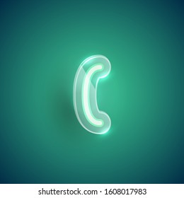 Realistic purple neon bracket with plastic case, vector illustration