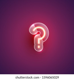Realistic purple neon character set with plastic case around, vector illustration