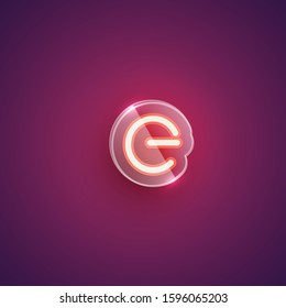 Realistic purple neon character set with plastic case around, vector illustration