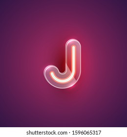Realistic purple neon character set with plastic case around, vector illustration
