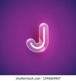 Realistic purple neon character set with plastic case around, vector illustration