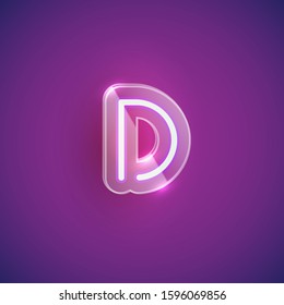 Realistic purple neon character set with plastic case around, vector illustration