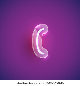 Realistic purple neon character set with plastic case around, vector illustration