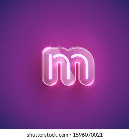 Realistic purple neon character set with plastic case around, vector illustration