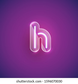 Realistic purple neon character set with plastic case around, vector illustration