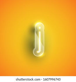 Realistic purple neon 'j' with plastic case, vector illustration