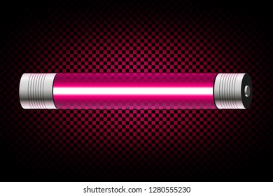 Realistic purple neon tube light isolated on dark transparent background. Vector illustration