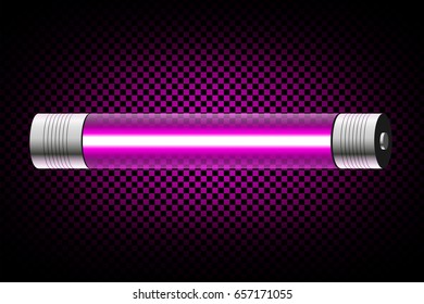 Realistic purple neon tube light isolated on dark transparent background. Vector illustration