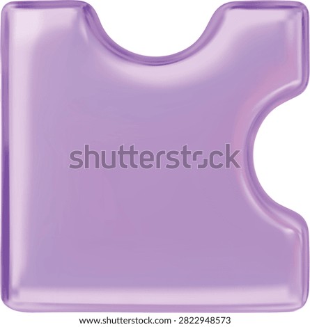 Realistic purple puzzle piece 3D cartoon plastic style vector icon. Logic game toy. Abstract jigsaw detail for connecting or disassembling, variation attach illustration isolated