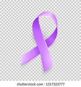 Realistic purple ribbon symbol of World Epilepsy day. March 26. Vector illustration.