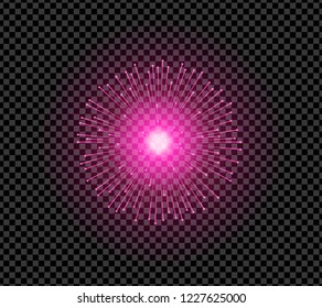 Realistic purple sparkle effect isolated on transparent background. Firework, explosion, galaxy, fiery sparks concept. Vector illustration