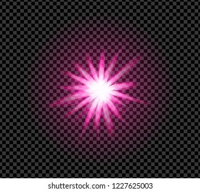 Realistic purple sparkle effect isolated on transparent background. Firework, explosion, galaxy, fiery sparks concept. Vector illustration