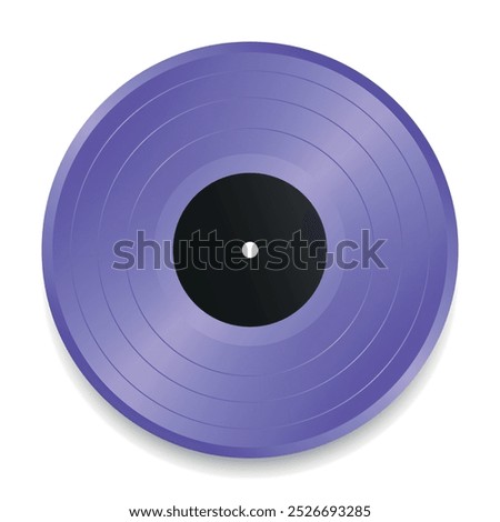 Realistic purple vinyl record isolated on white background. Music vinyl disk. Vector illustration