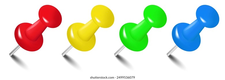 Realista Pushpin Set. Pushpin para el aviso de papel. Vector
