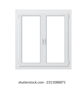 Realistic pvc window isolated 3d vector mockup. Option for architecture construction that offers durability and weather resistance. Material is easy to maintain and has modern appearance