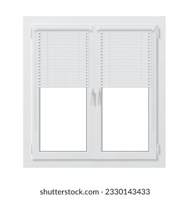 Realistic pvc window, plastic jalousie. Isolated 3d vector durable, weather-resistant shutters suitable for modern homes, buildings, and offices, provides natural light, easy to install and maintain