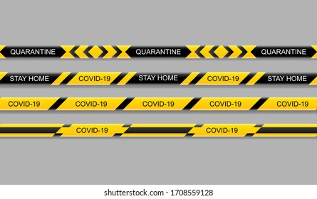 Realistic quarantine stripe pack. - Vector.