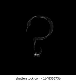 Realistic question mark shaped vectors with tiny bird wing on Dark Background, Spirograph element for graphic illustration
