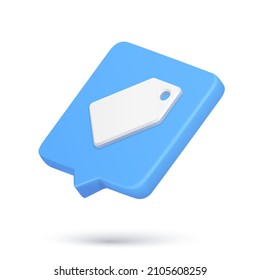 Realistic quick tips paper retail tag price promotion sale discount shopping special offer price 3d icon vector illustration. Isometric marketing label advertising commercial message market store card