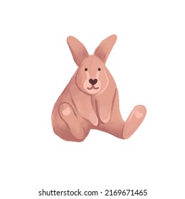 realistic rabbit on a white background.. Rabbit symbol of 2023 year. Hand-drawn vector illustration. 