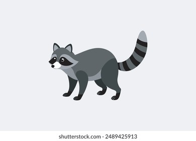 Realistic raccoon walking vector artwork, perfect for digital products and graphic design files.